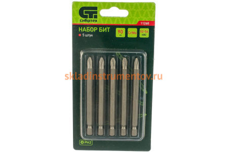 Набор бит (5 шт; PH2x90 мм; CrMo) СИБРТЕХ 11260