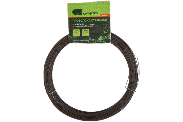 Стальная проволока СИБРТЕХ 50 м, вязальная, термообработанная 0,9 мм 84908