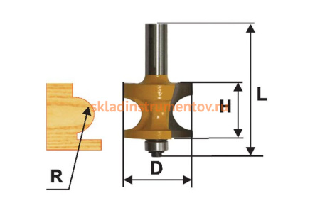 Фреза кромочная полустержневая (34,9х29х80 мм; R9,5 мм; хвостовик 12 мм) Энкор 10552