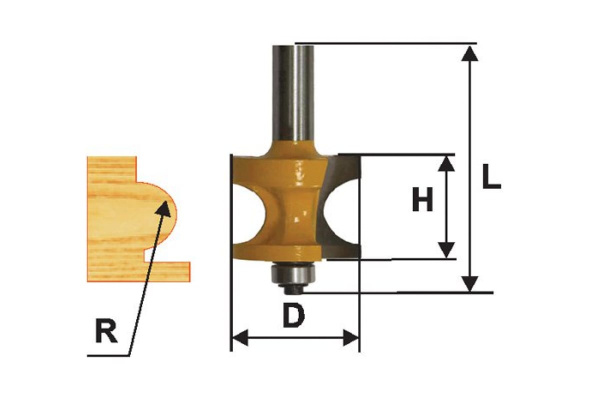 Фреза кромочная полустержневая (34,9х29х80 мм; R9,5 мм; хвостовик 12 мм) Энкор 10552 Фреза кромочная полустержневая (34,9х29х80 мм; R9,5 мм; хвостовик 12 мм) Энкор 10552