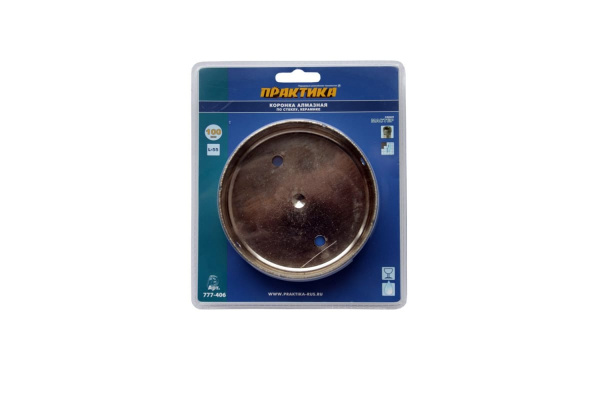 Коронка алмазная по стеклу и керамике (100 мм) ПРАКТИКА 777-406