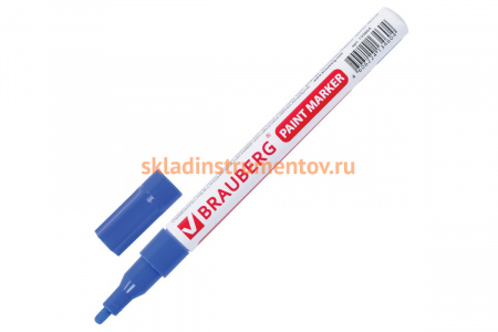 Лаковый маркер-краска 1-2 мм, синий, нитро-основа, алюминиевый корпус BRAUBERG 150864