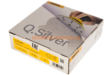 Шлифовальный круг для сухой обработки Q.SILVER (125 мм; Р1000; 19 отв.; 50 шт.) MIRKA 3665005092