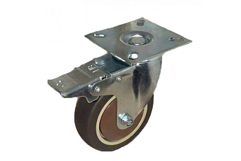 Колесо коричневая мягкая резина поворотное с тормозом SCGB(M)25 50 мм MFK-TORG 7054050