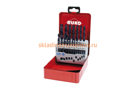Набор сверл по металлу (19 шт; 1-10 мм; HSSE-Co8 TiALN) Ruko 281214EF