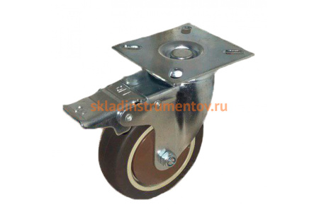 Колесо коричневая мягкая резина поворотное с тормозом SCGB(M)25 50 мм MFK-TORG 7054050