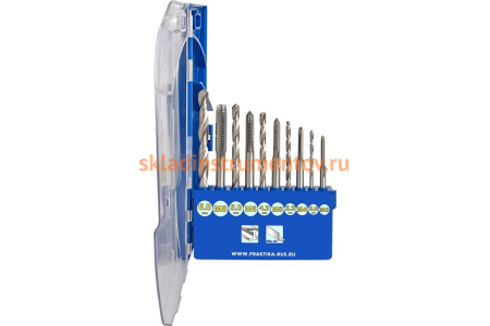 Набор метчиков и сверл "Профи" (М3-М8; 2.5-6.8 мм; 10 шт.) ПРАКТИКА 646-218