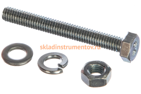 Болт с шестигранной головкой в комплекте с гайкой, шайбой, шайбой пружинной, ЗУБР, МАСТЕР, 303436-06-050
