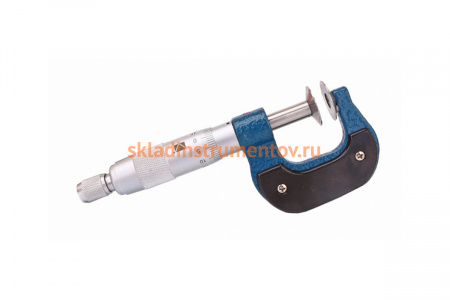 Зубомерный микрометр ЧИЗ МЗ-УС-50 0,01 с усеченными пяткой и винтом 127257