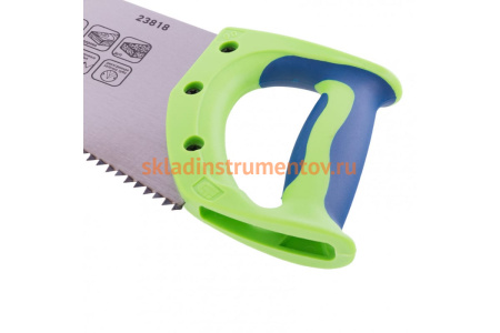 Ножовка по дереву СИБРТЕХ Зубец 500 мм, шаг зуба 7мм, зуб 2D, калёный зуб, 2-х комп. рукоятка 23818