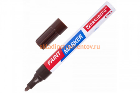 Лаковый маркер-краска BRAUBERG EXTRA paint marker 4 мм, коричневый, улучшенная нитро-основа, 151987