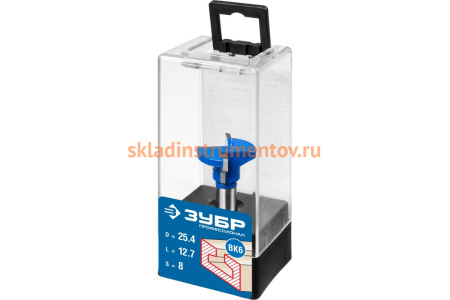 Фреза пазовая Т-образная №2 ПРОФЕССИОНАЛ (25.4х12.7х44.7 мм; паз 12.7 мм; хвостовик 8 мм) Зубр 28750-25.4