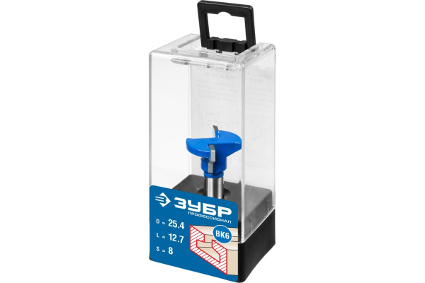 Фреза пазовая Т-образная №2 ПРОФЕССИОНАЛ (25.4х12.7х44.7 мм; паз 12.7 мм; хвостовик 8 мм) Зубр 28750-25.4