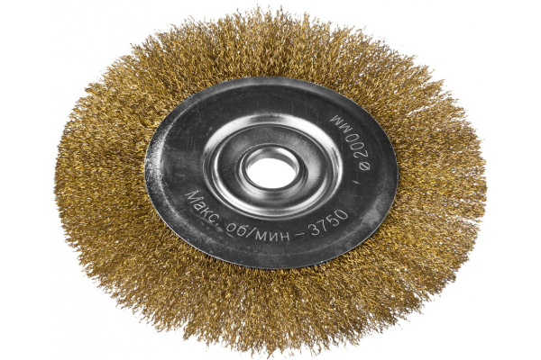 Щетка дисковая (200х22.2 мм; витая стальная латунированная проволока 0.3 мм) для УШМ DEXX 35101-200