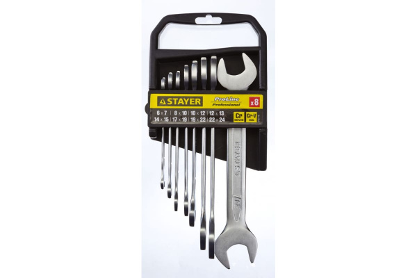 Набор гаечных рожковых ключей 6-24мм, 8шт STAYER PROFI 27037-H8