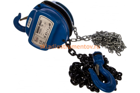 Ручная шестеренная стационарная таль EURO-LIFT ТВ 00001086 (1.5 т, 3 м)