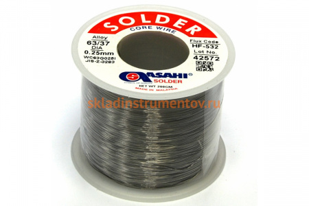 Припой (0.25 мм, 0.2 кг, Sn63/Pb37, HF532 флюс RMA) ASAHI 00-00002076
