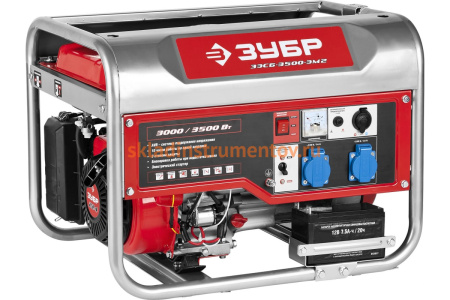 Бензиновый генератор Зубр 220/12В, 3000/3500Вт ЗЭСБ-3500-ЭМ2