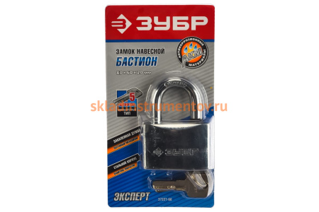Навесной замок 60 мм ЗУБР ЭКСПЕРТ 37227-60