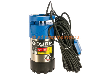 Погружной дренажный насос для чистой воды ЗУБР ПРОФЕССИОНАЛ Т5 НПЧ-Т5-800-С