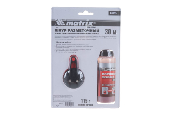 Разметочный шнур 30м + красный порошок MATRIX MASTER 84855 Разметочный шнур 30м + красный порошок MATRIX MASTER 84855