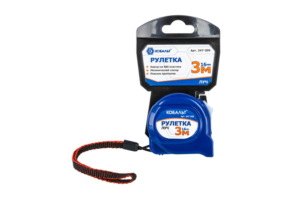 Рулетка 3 м x 16 мм КОБАЛЬТ Луч 247-309