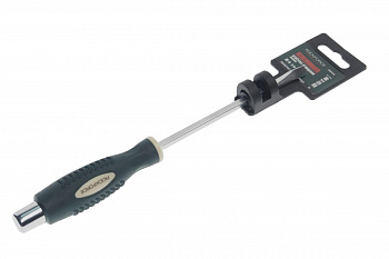 Шлицевая силовая магнитная отвертка ROCKFORCE Profi S2 SL5.5x125мм на пластиковом держателе RF-70255125