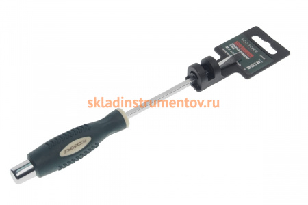 Шлицевая силовая магнитная отвертка ROCKFORCE Profi S2 SL5.5x125мм на пластиковом держателе RF-70255125