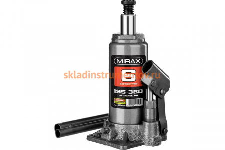 Гидравлический бутылочный домкрат MIRAX 6т, 195-380 мм,  43260-6 43260-6