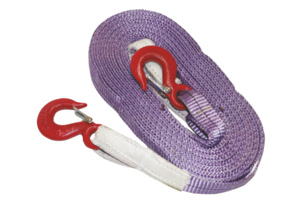 Буксировочный ремень ПКФ Строп SZ043966 4 т, L=5,0 м, 30 мм, в 1 слой, с двумя крюками (1,0 т, 320А)