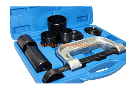 Съемник сайлентблоков и подшипников с набором оправок 10 предметов, в кейсе ROCKFORCE RF-909T2