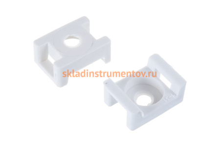 Усиленная площадка под хомут-стяжку Зубр ПХС-У, белая, 16x23 мм, 100 шт, нейлоновая 30920