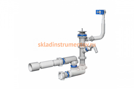 Сифон колбовый "МАСТЕР" с отводом к стиральной машине для моек и раковин Зубр 51869