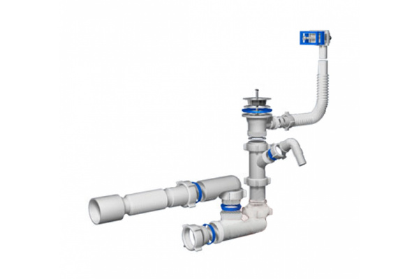 Сифон колбовый "МАСТЕР" с отводом к стиральной машине для моек и раковин Зубр 51869