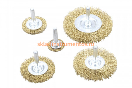 Набор щеток (5 шт; 25, 38, 50, 65, 75 мм; латунированная витая проволока) для дрели CUTOP 82-548