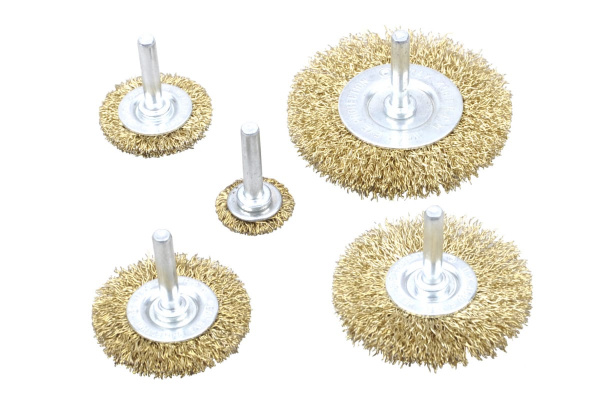 Набор щеток (5 шт; 25, 38, 50, 65, 75 мм; латунированная витая проволока) для дрели CUTOP 82-548