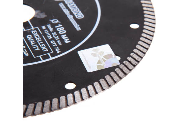 Диск алмазный отрезной Турбо ультратонкий Grand hot press (180х22.23 мм) TRIO-DIAMOND GTT704 Диск алмазный отрезной Турбо ультратонкий Grand hot press (180х22.23 мм) TRIO-DIAMOND GTT704