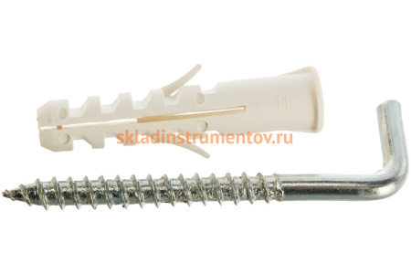 Распорный дюбель Зубр МАСТЕР тип ЕВРО с шурупом-крюком, 8х40 / 5х57 мм, 6 шт 30676-08-40