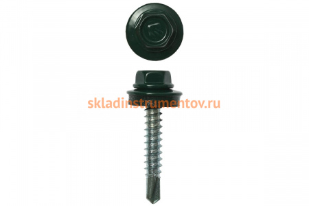 Саморезы Зубр для крепления кровельных материалов к деревянной обрешетке, цвет RAL 6005 зеленый насыщенный, оцинкованный, 4,8x65мм, 900шт 4-300310-48-065-6005