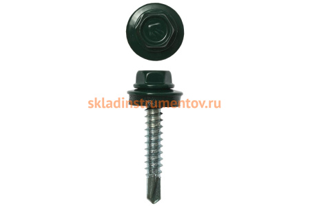 Саморезы Зубр для крепления кровельных материалов к деревянной обрешетке, цвет RAL 6005 зеленый насыщенный, оцинкованный, 4,8x65мм, 900шт 4-300310-48-065-6005