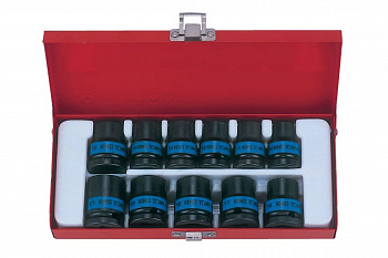 Набор ударных торцевых головок (1/2", шестигранные, 10-21 мм, 11 предметов) KING TONY 4412MP