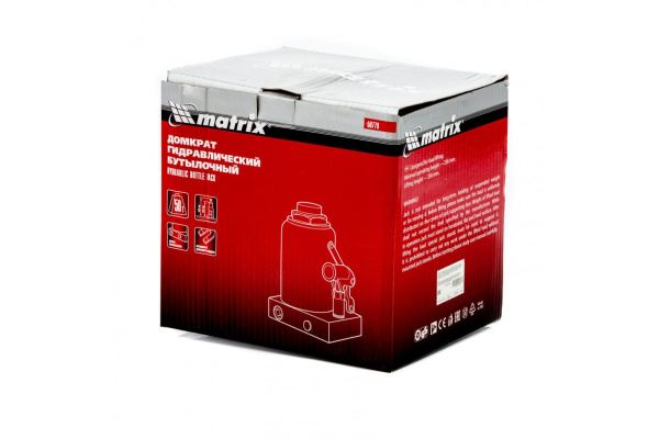 Гидравлический бутылочный домкрат MATRIX 50 т, h подъема 236–356 мм 50779