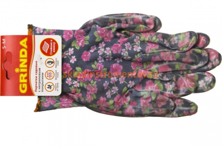 Садовые перчатки с прозрачным нитриловым покрытием Grinda черные, р. S-M 11297-S