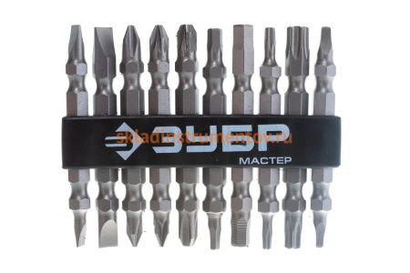 Набор бит МХ-10 Cr-V, двусторонние для шуруповерта ЗУБР 26089-H10