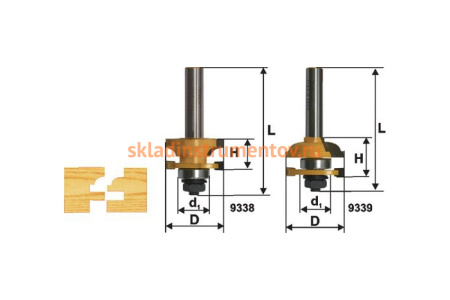Набор фрез комбинированных рамочных (2 шт; 41.3х23 мм; R 12 мм; хвостовик 12 мм) по дереву Энкор 9341