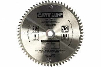Диск пильный по дереву (216х30х2,8/1,8 мм; Z64) CMT 292.216.64M