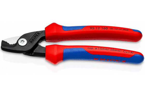 Кабелерез KNIPEX StepCut ступенчатый рез, кабель д. 15 мм, 50 кв.мм,  L-160 мм, двухкомпонентные рукоятки KN-9512160