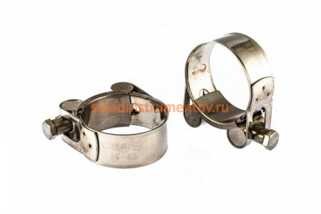 Металлические хомуты СИБРТЕХ, силовые, 40-43мм, ширина 20мм, шарнирный, W4, 2шт 475253