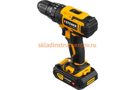 Ударная дрель-шуруповерт STEHER 20В, 2 АКБ 2Ач CDS-200-2