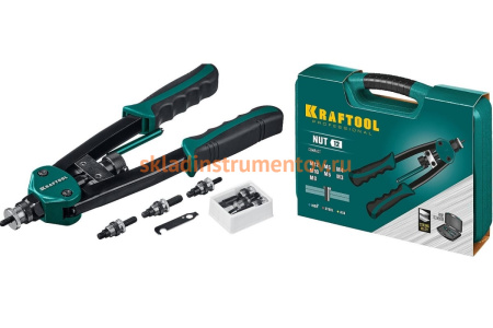 Резьбовой двуручный заклепочник Kraftool NUT-12 в кейсе, для резьбовых заклепок М3-М12 31183